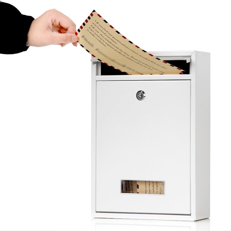 Jssmst Locking Mailboxes Wall Mounted Vertical â€“ Jssmst Key Lock Mail Box Medium Capacity Galvanized Steel Cover Rust-Proof Metal Post Box, 12.6 x 8.5 x 3.4 Inch, White, SM-0604L - Image 4